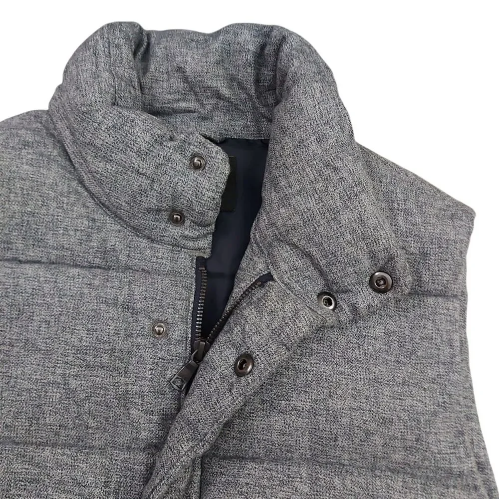 Banana Republic Mens Puffer Vest Small Gray Cotton Shell Snap Front Lightweight